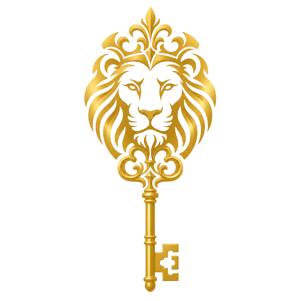 The Key To Greatness — lion and key crest